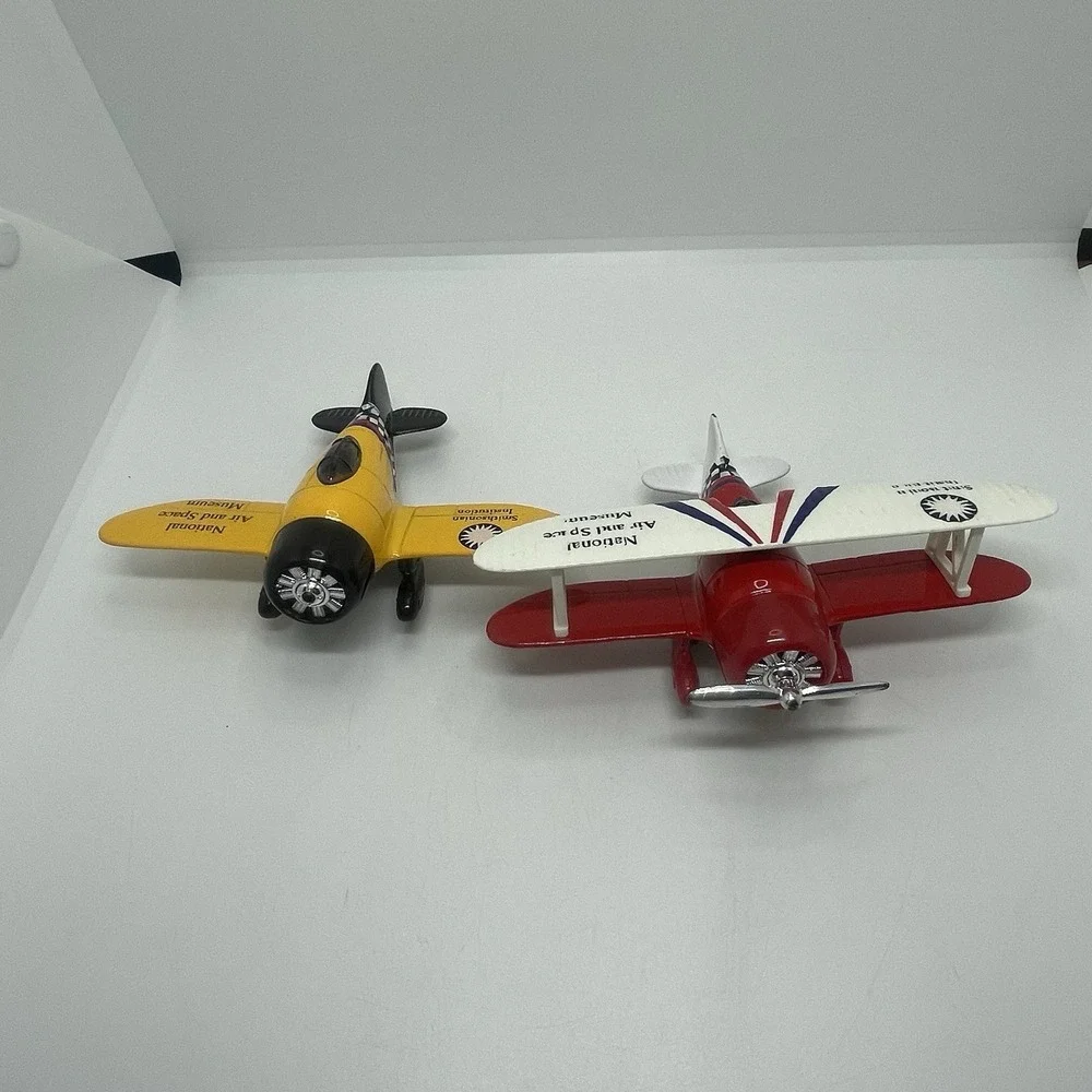 LOT OF 2 Planes Metal One Yellow One Red Grey Air And Space